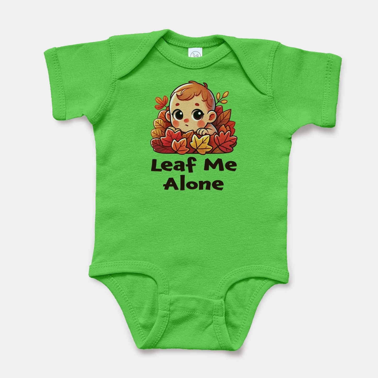 'Leaf Me Alone' Baby Short Sleeve Bodysuit