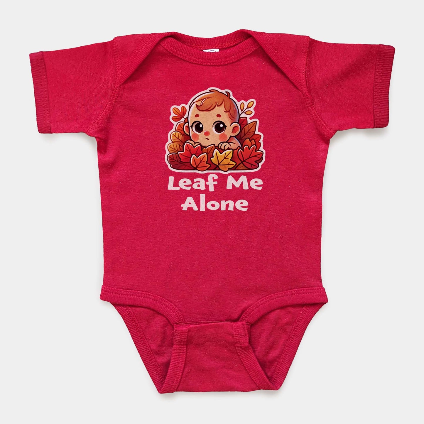 'Leaf Me Alone' Baby Short Sleeve Bodysuit