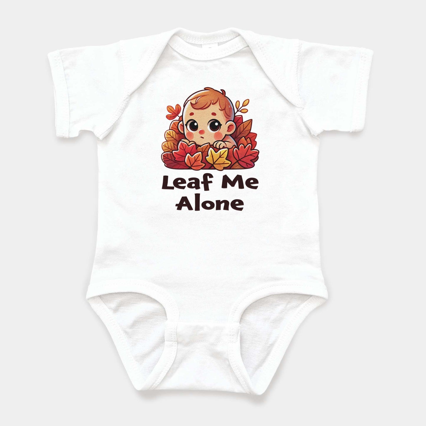 'Leaf Me Alone' Baby Short Sleeve Bodysuit