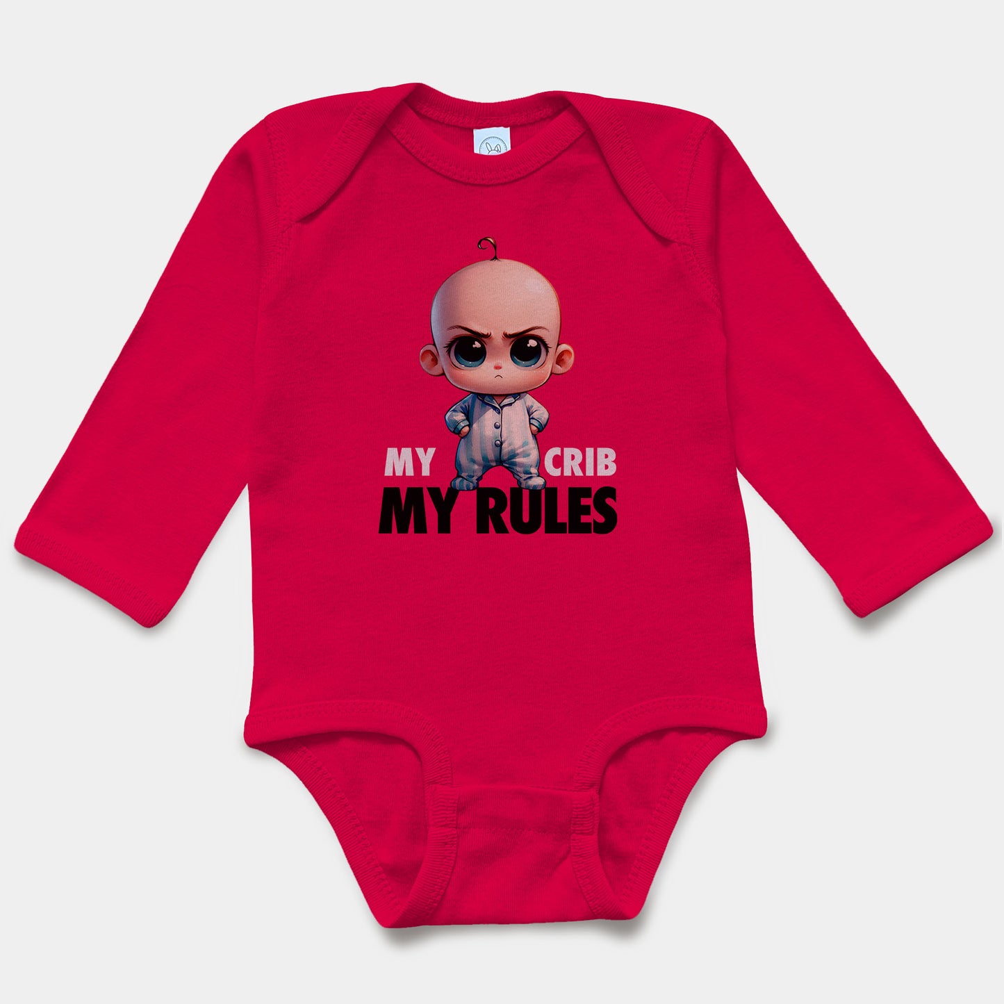 'My Crib, My Rules' Long Sleeve Bodysuit