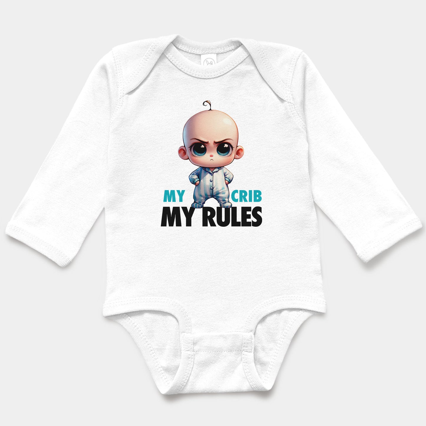 'My Crib, My Rules' Long Sleeve Bodysuit