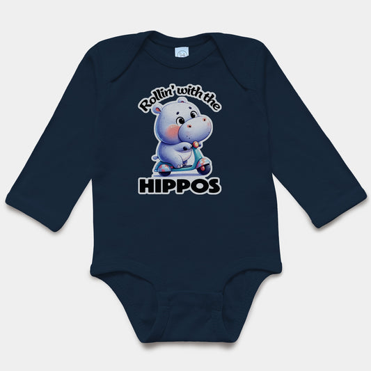 'Rollin' with the Hippos' Long Sleeve Bodysuit