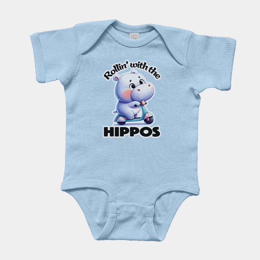 'Rollin' with the Hippos' Short Sleeve Bodysuit