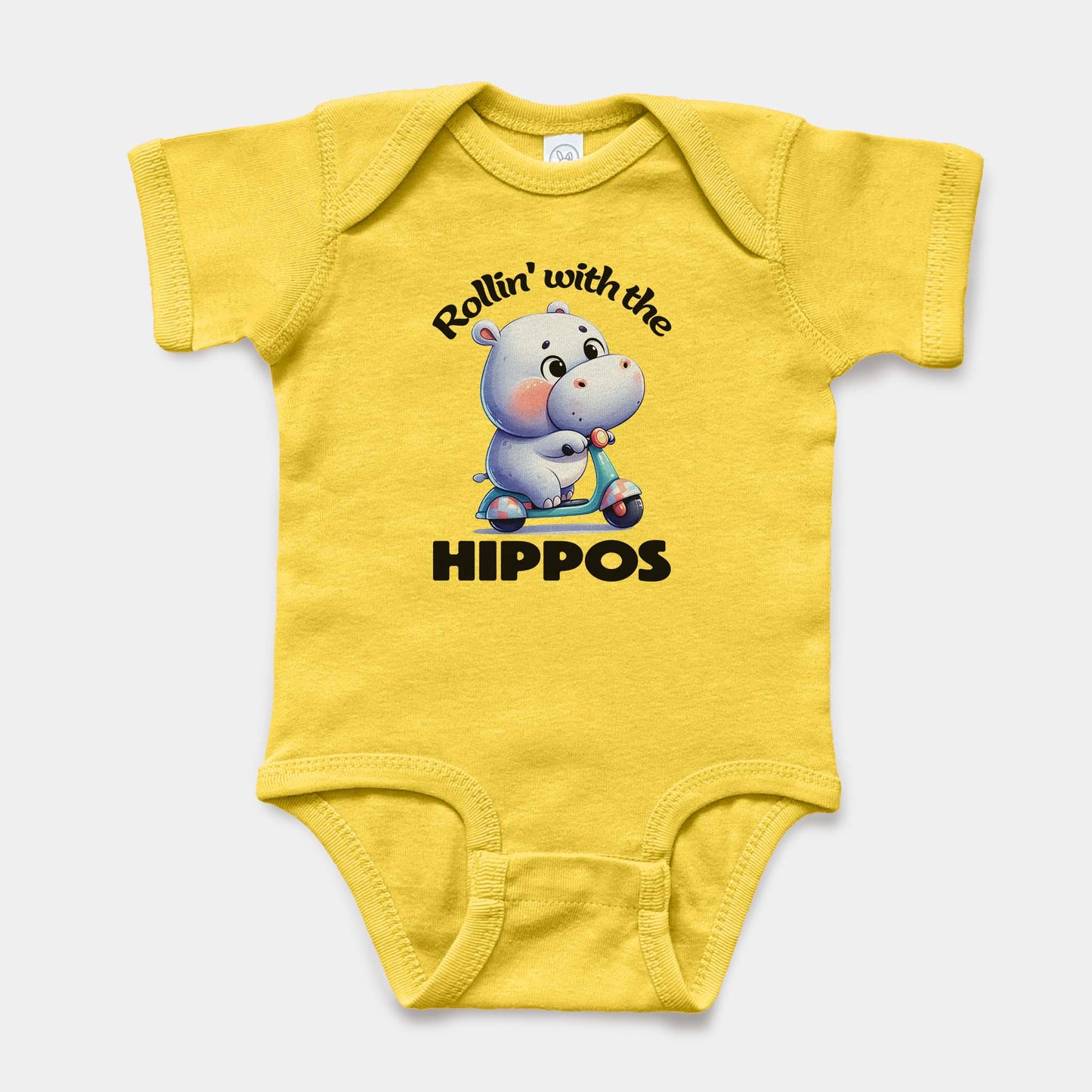 'Rollin' with the Hippos' Short Sleeve Bodysuit