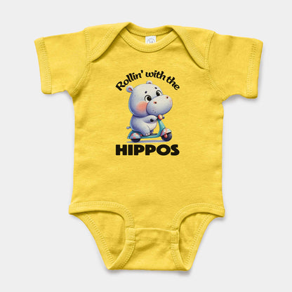 'Rollin' with the Hippos' Short Sleeve Bodysuit