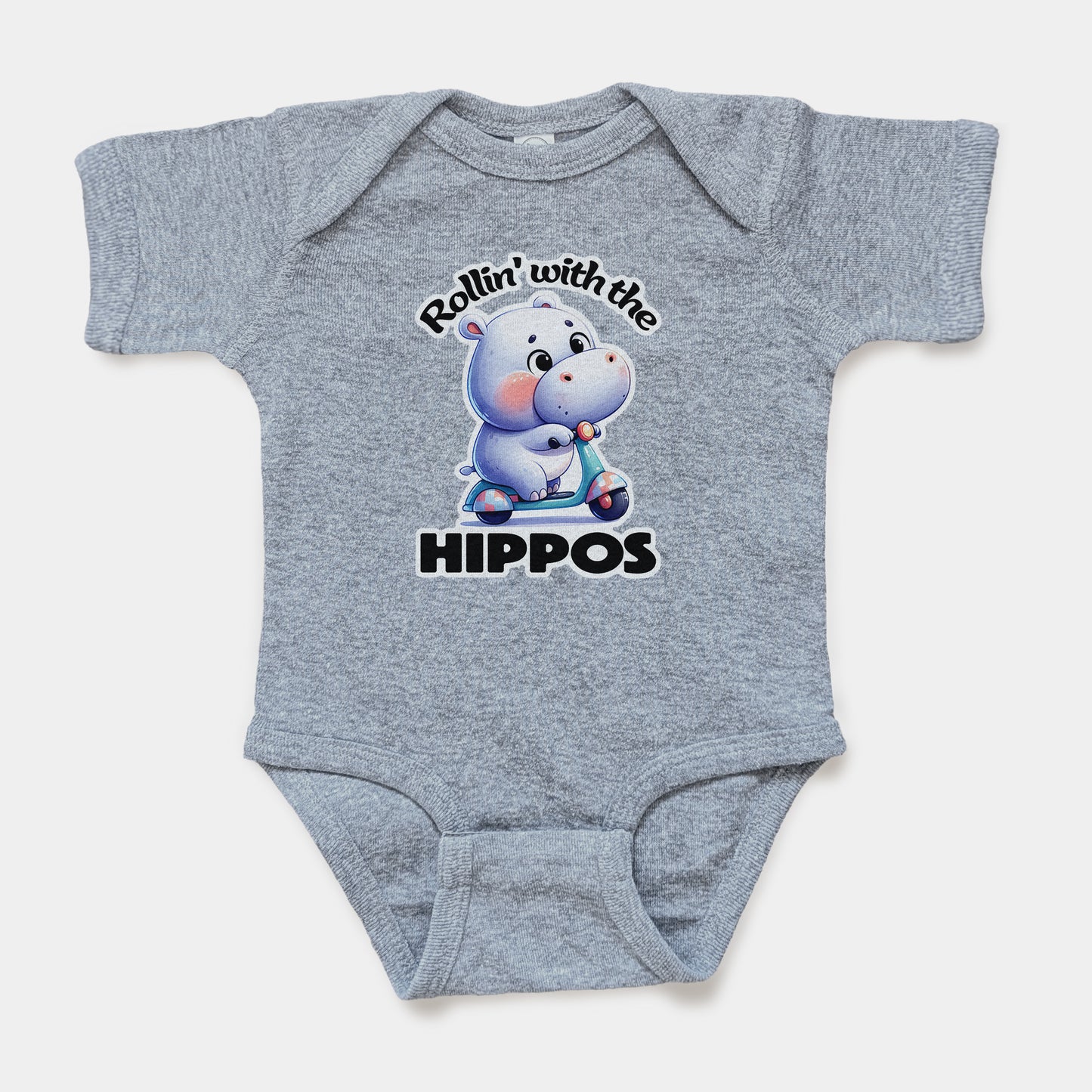 'Rollin' with the Hippos' Short Sleeve Bodysuit