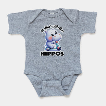 'Rollin' with the Hippos' Short Sleeve Bodysuit