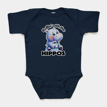 'Rollin' with the Hippos' Short Sleeve Bodysuit