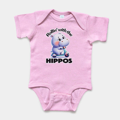 'Rollin' with the Hippos' Short Sleeve Bodysuit