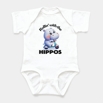 'Rollin' with the Hippos' Short Sleeve Bodysuit